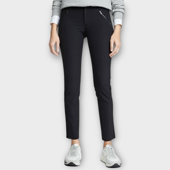 Rebecca Taylor Ava Techy Zip Pocket Straight Leg Pants Black Size 6 - Picture 2 of 15